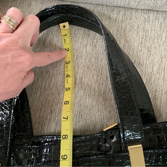 Michael Kors Black Embossed Beverly Satchel Paten Leather - Picture 11 of 14